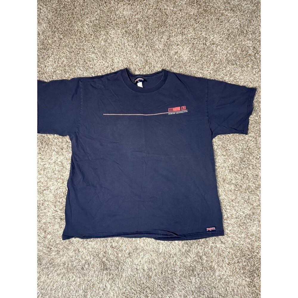 Vintage 90s Collegiate Navy Faded JanSport Howard University T-Shirt XL Boxy